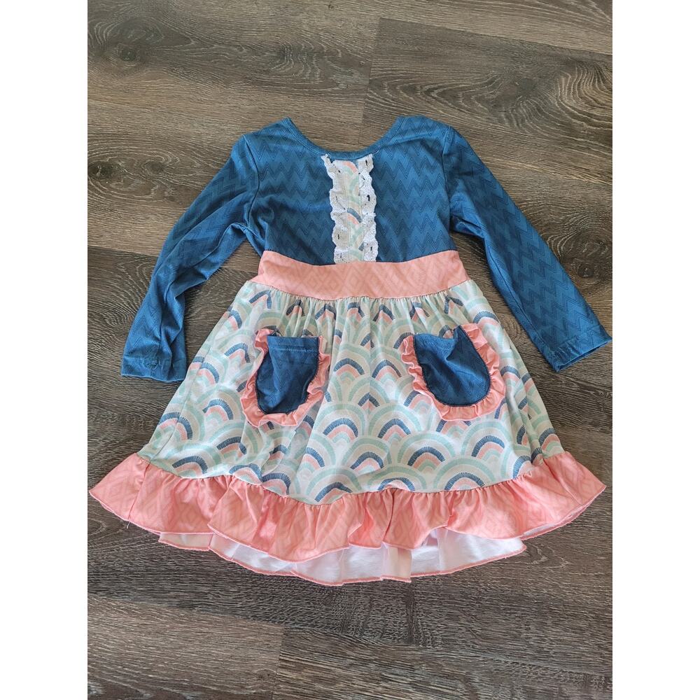 Pete +‎ Lucy Rainbow Toddler Girl Long Sleeve Twirl Dress size 3t #5